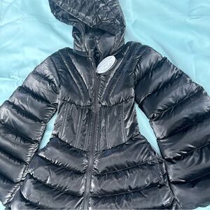 Poster Grl PVC Quilted Puffer Coat - Black Corset Puffer Coat // Jacket